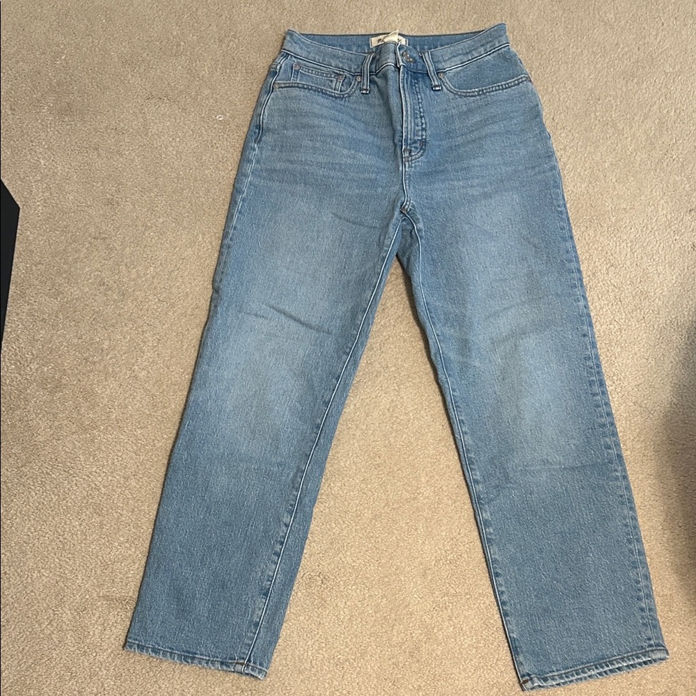 Madewell High-Rise Straight-Leg Jeans in Light Blue Denim